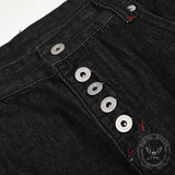 American High-Street Button Design Raw Denim Jeans