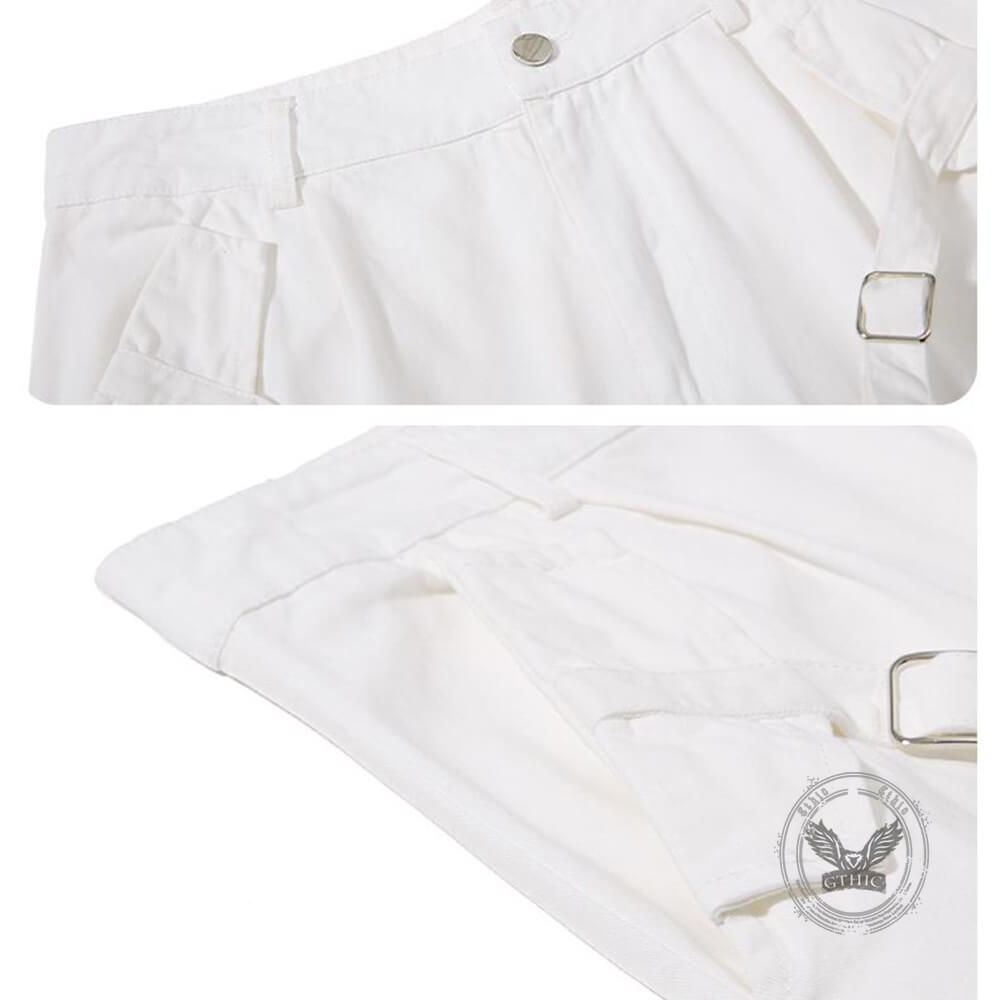 American High-Street Lace-Up Wide-Leg Cargo Shorts