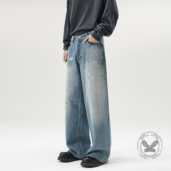 Pantaloni punk da uomo in cotone con stampa teschio patch