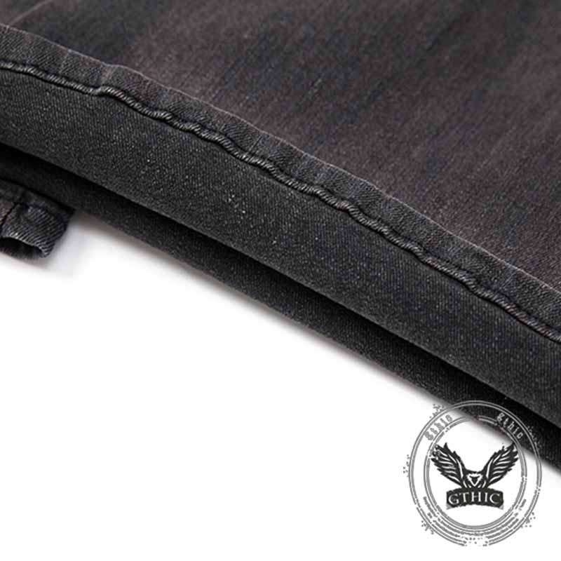 American High Street Y2K Strap Design Distressed Jeans