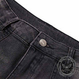 American High Street Y2K Strap Design Distressed Jeans