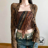 American Holiday Style Fur Edge Fringe Crop Top 01 | Gthic.com
