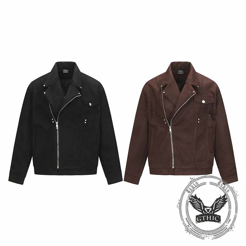 American Lapel Irregular Versatile Zipper Coat