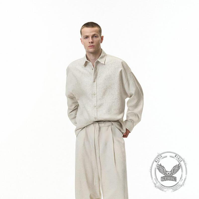 American Loose Lapel Old Money Style Linen Shirt | Gthic.com