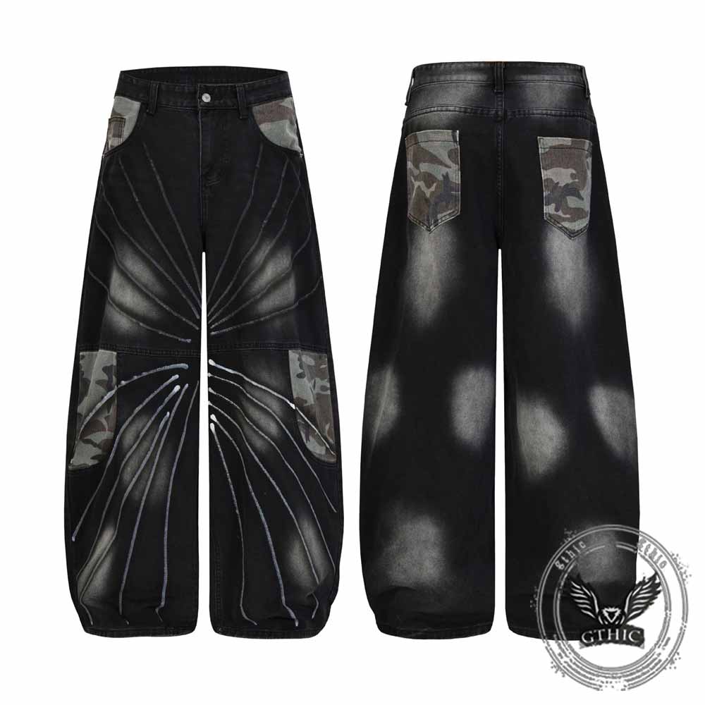 American Retro Camouflage Washed Cargo Jeans | Gthic.com