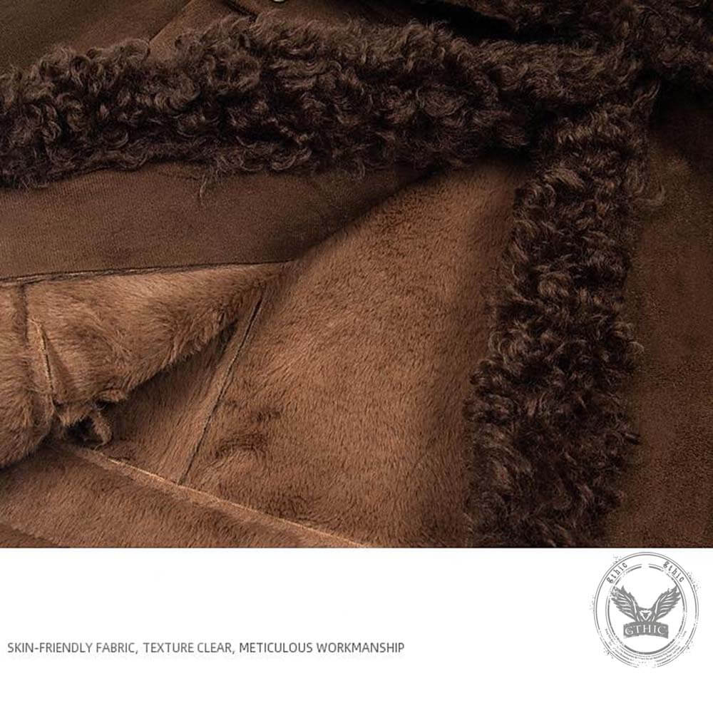 American Retro Distressed Suede Plush Patchwork Jacket