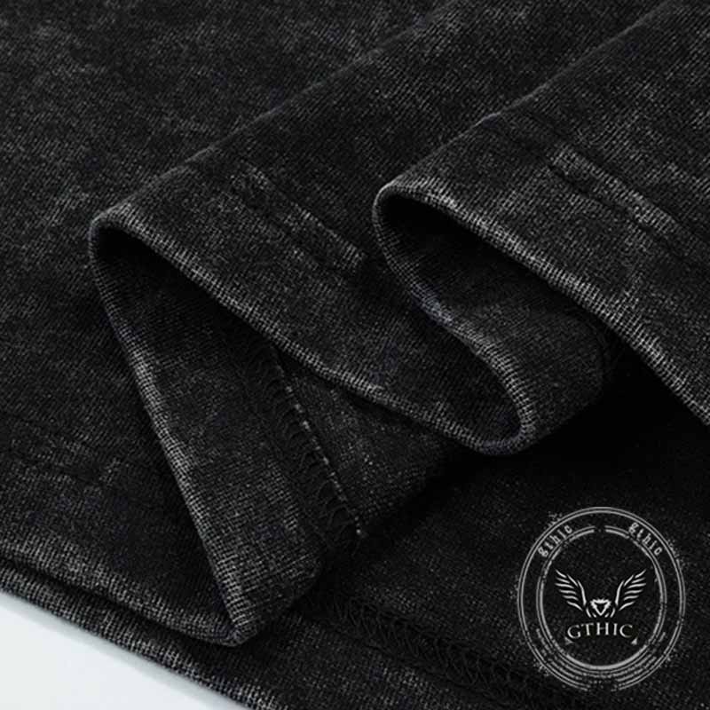 American Retro Fake Two Piece Washed Printed Sweatshirt