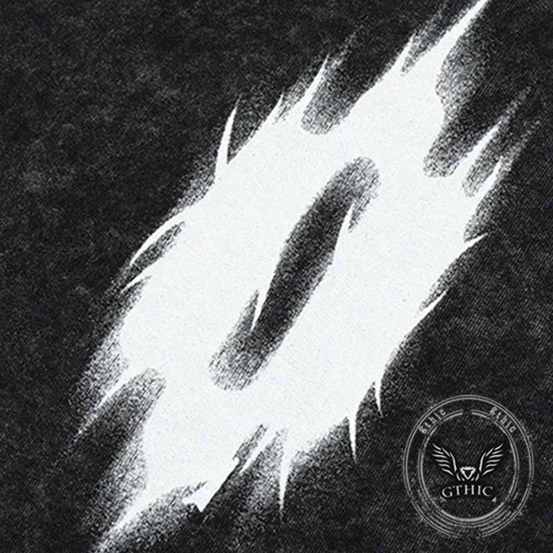 American Retro Fake Two Piece Washed Printed Sweatshirt