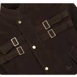 American Retro Faux Suede Patchwork Design Short Jacket