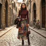American Retro Floral Mesh Asymmetrical Skirt | Gthic.com