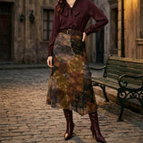 American Retro Floral Mesh Asymmetrical Skirt | Gthic.com