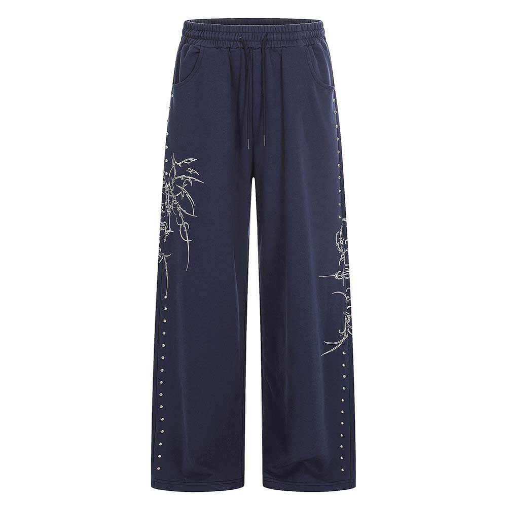 American Retro Gothic Cross Loose Hoodie Sweatpants Set