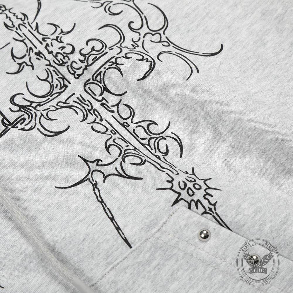 American Retro Gothic Cross Loose Hoodie Sweatpants Set