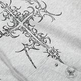 American Retro Gothic Cross Loose Hoodie Sweatpants Set