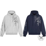 American Retro Gothic Cross Loose Hoodie Sweatpants Set | Gthic.com