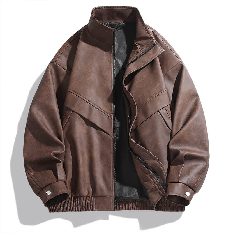 American Retro Lapel PU Leather Street Jacket Coat | Gthic.com