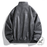 American Retro Lapel PU Leather Street Jacket Coat | Gthic.com
