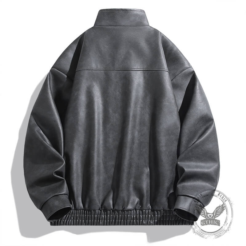 American Retro Lapel PU Leather Street Jacket Coat | Gthic.com