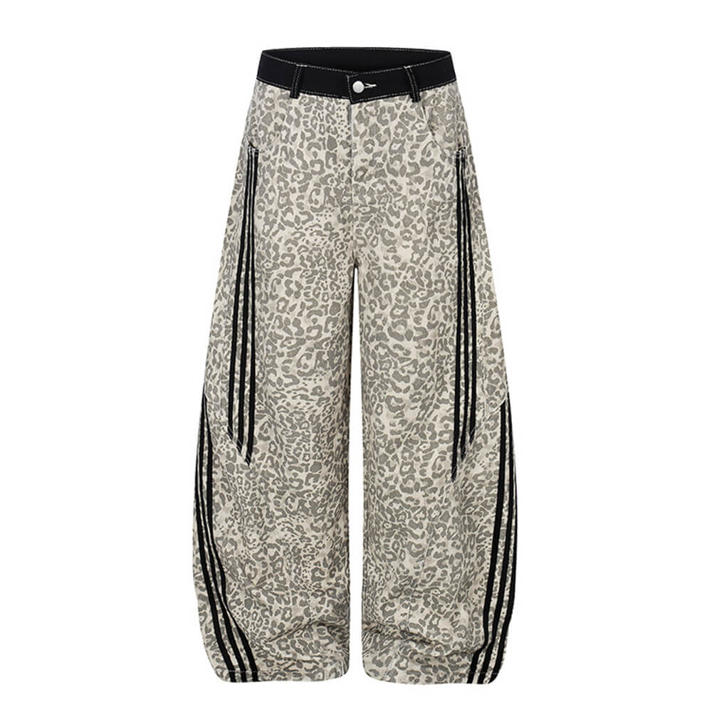 American Retro Leopard-Print Casual Scimitar Jeans