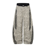 Pantaloni punk da uomo in cotone con stampa teschio patch
