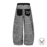 Pantaloni punk da uomo in cotone con stampa teschio patch