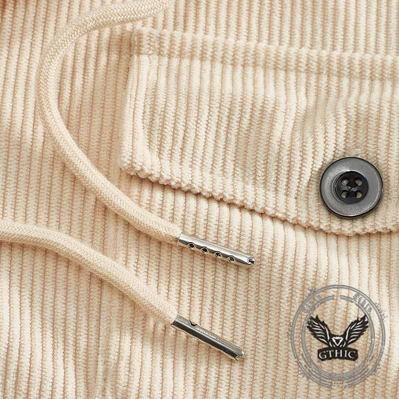 American Retro Multi-Pocket Corduroy Lapel Coat