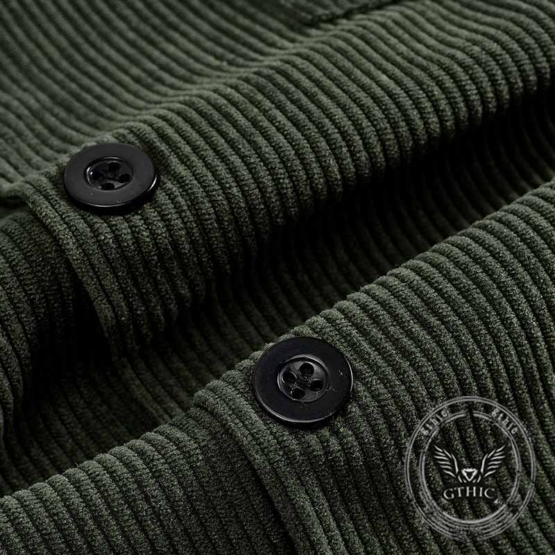 American Retro Multi-Pocket Corduroy Lapel Coat