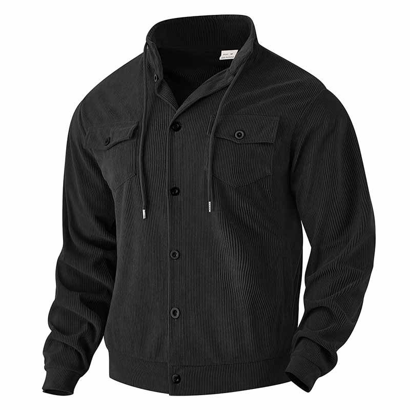 American Retro Multi-Pocket Corduroy Lapel Coat