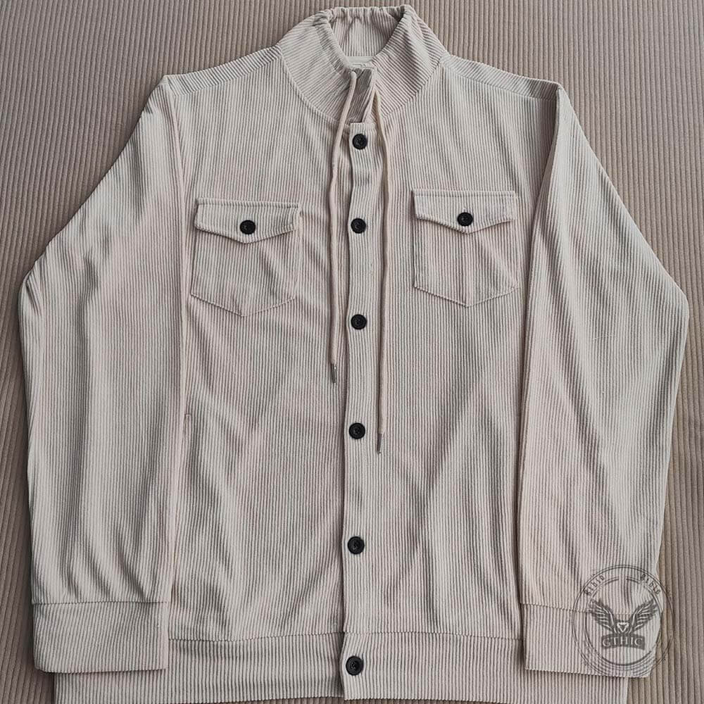 American Retro Multi-Pocket Corduroy Lapel Jacket