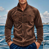 American Retro Multi-Pocket Corduroy Lapel Jacket | Gthic.com