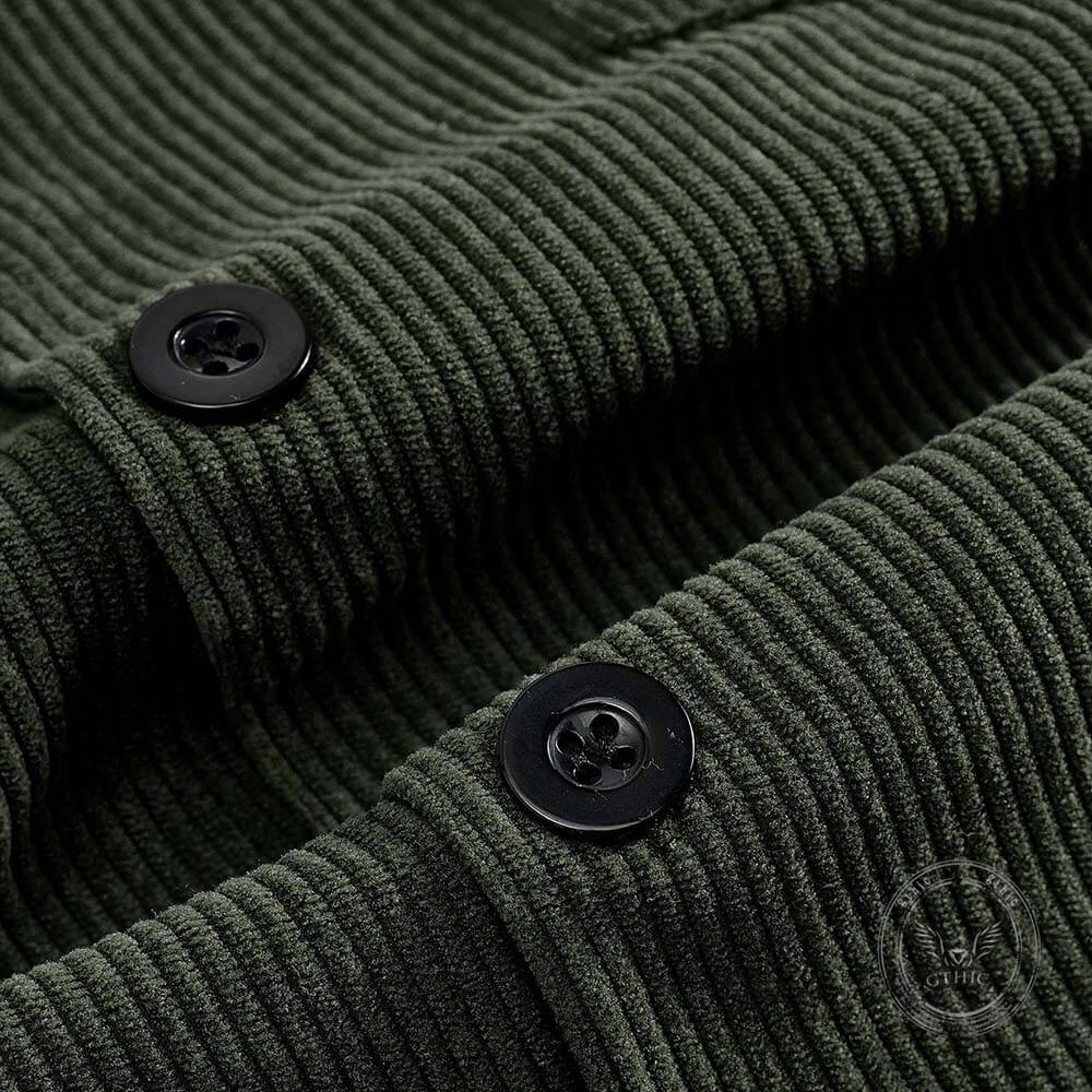 American Retro Multi-Pocket Corduroy Lapel Jacket