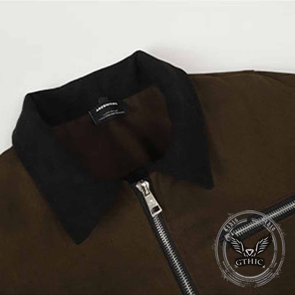 American Retro Multi-Zip Pocket Lapel Cargo Jacket