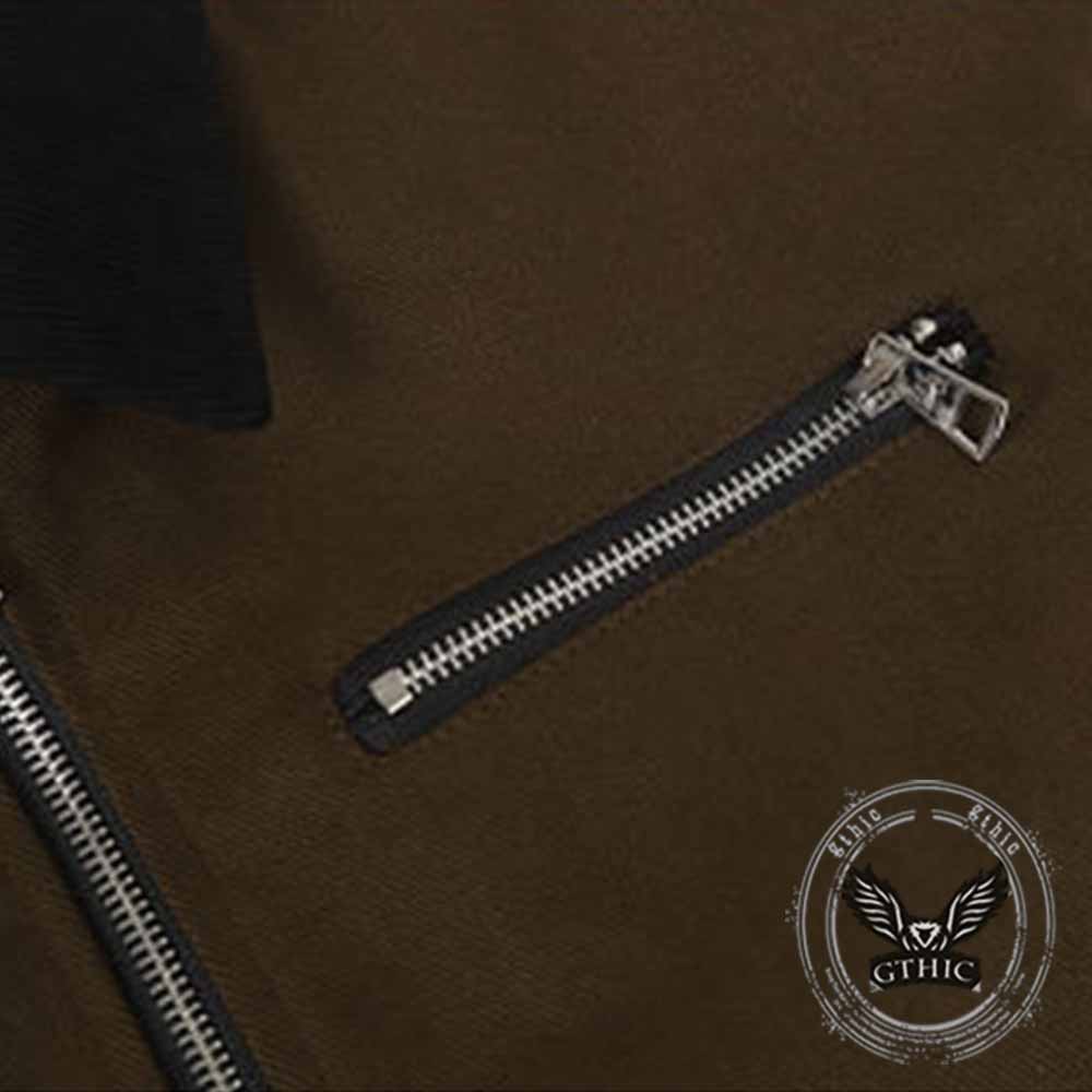 American Retro Multi-Zip Pocket Lapel Cargo Jacket