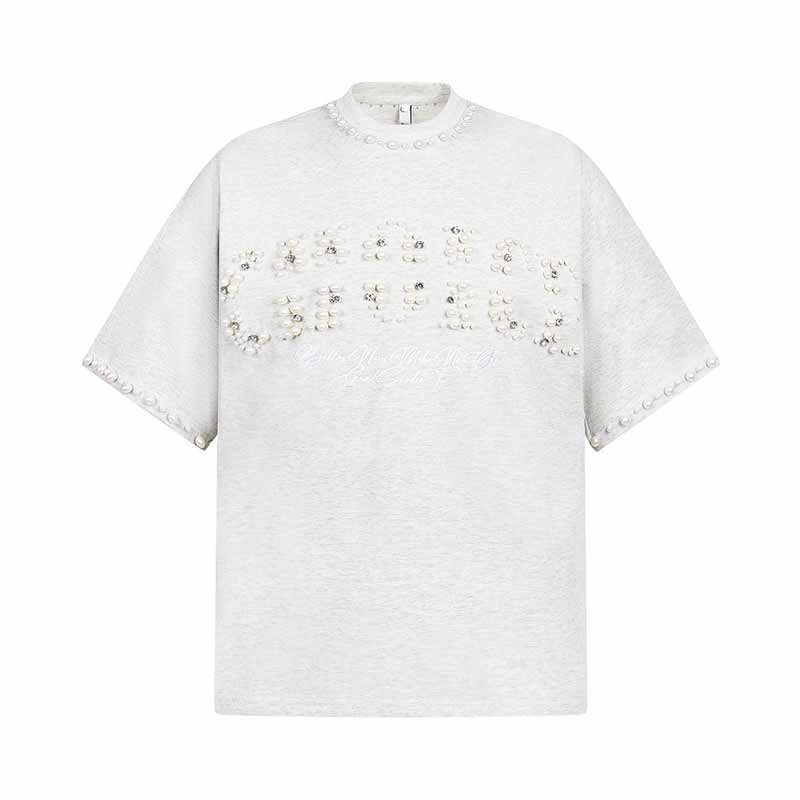 American Retro Nail Beads Letter Pattern T-shirt 02 | Gthic.com