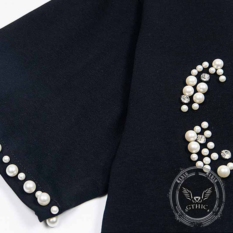 American Retro Nail Beads Letter Pattern T-shirt