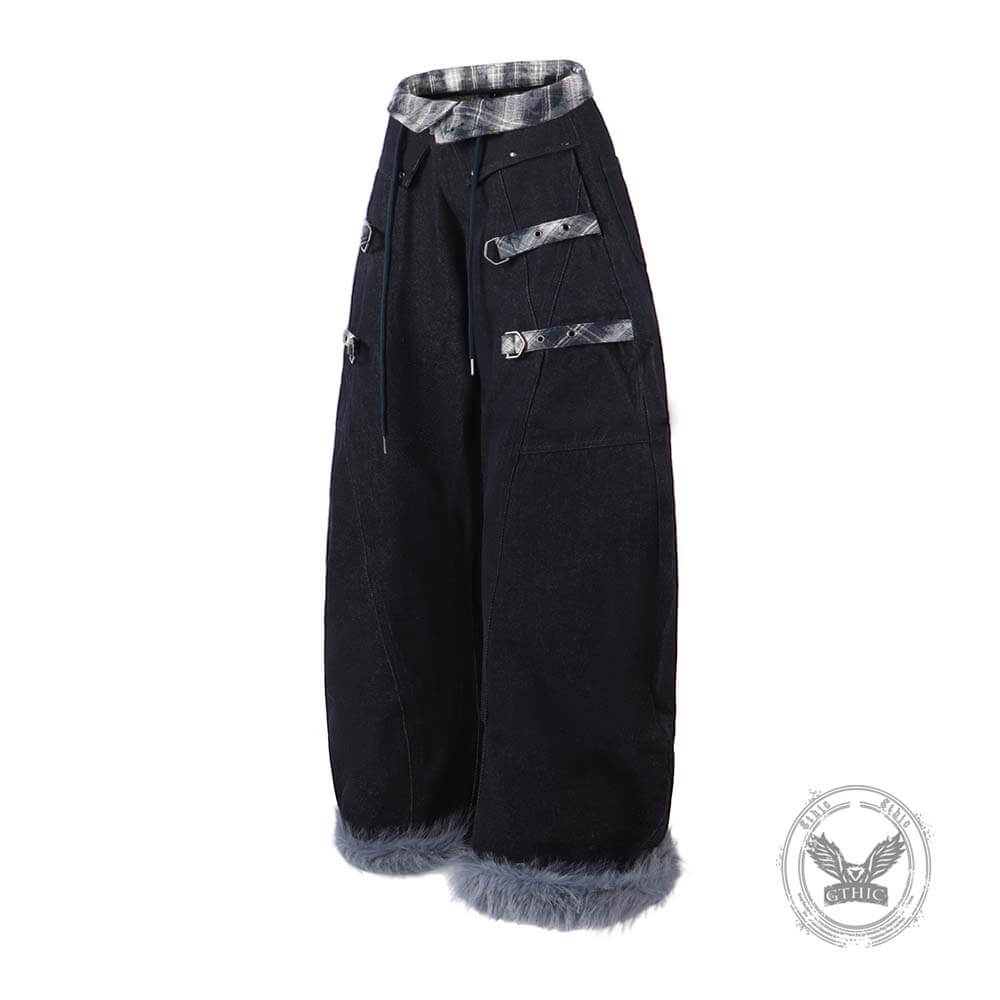 Pantaloni punk da uomo in cotone con stampa teschio patch