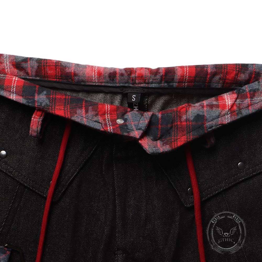 Pantaloni punk da uomo in cotone con stampa teschio patch