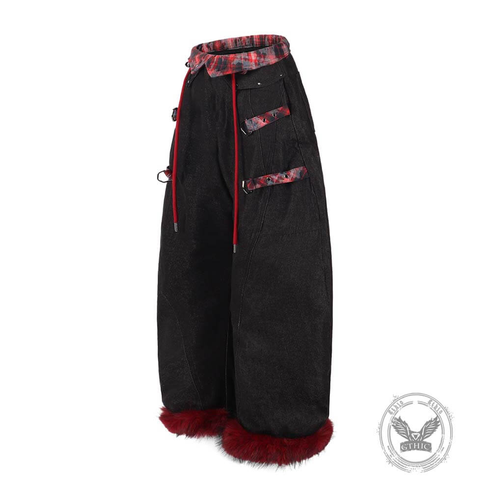 Pantaloni punk da uomo in cotone con stampa teschio patch