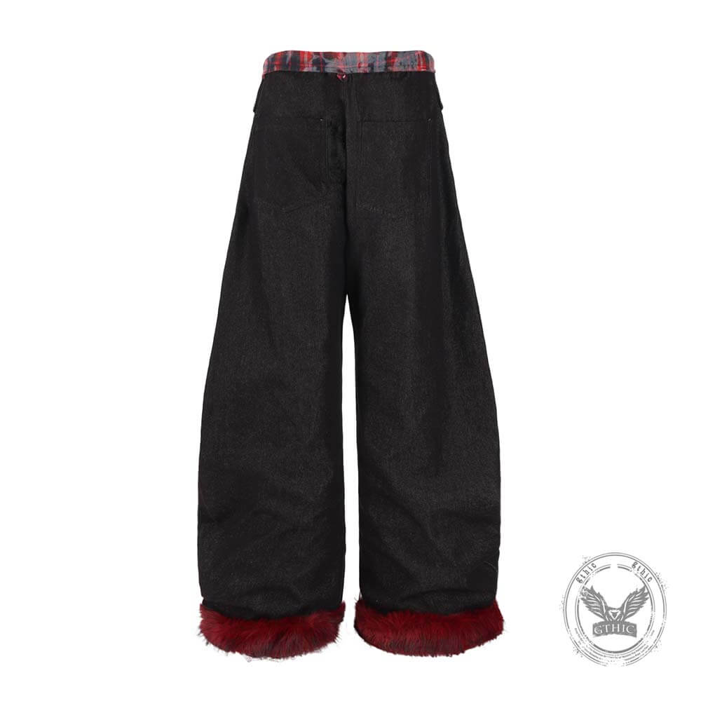 Pantaloni punk da uomo in cotone con stampa teschio patch