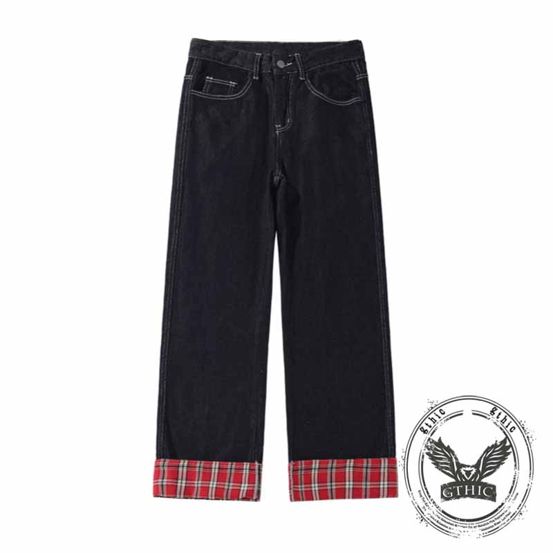 Pantaloni punk da uomo in cotone con stampa teschio patch