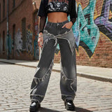 American Retro Ripped Patchwork Washed Jeans | Gthic.com