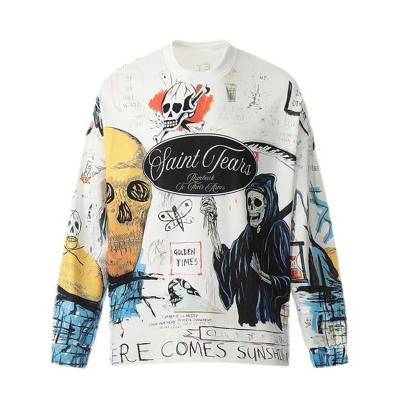 American Retro Skull Graffiti Crew Neck Sweatshirt 03 | Gthic.com