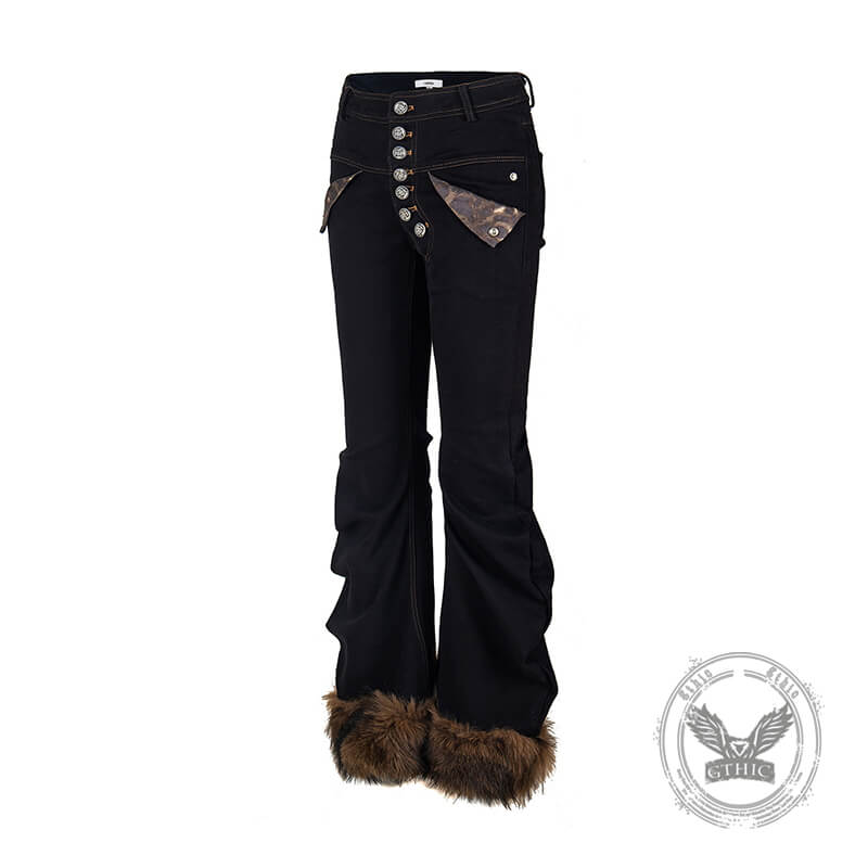 American Retro Slim-Fit Multi-Button Frayed Jeans