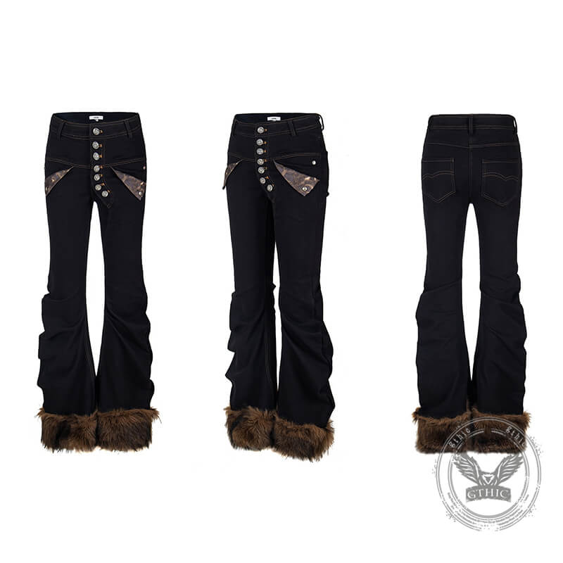 American Retro Slim-Fit Multi-Button Frayed Jeans