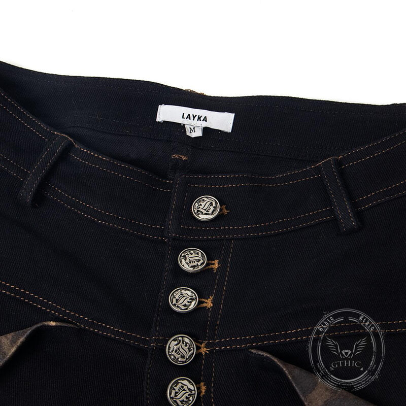 American Retro Slim-Fit Multi-Button Frayed Jeans