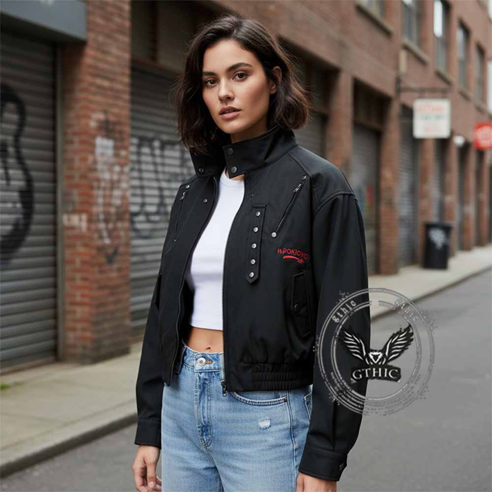 American Retro Stand-Up Collar Zip-Up Jacket | Gthic.com