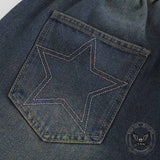 American Retro Star Patchwork Loose Denim Shorts