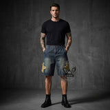 American Retro Star Patchwork Loose Denim Shorts | Gthic.com