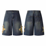 American Retro Star Patchwork Loose Denim Shorts