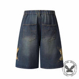 American Retro Star Patchwork Loose Denim Shorts